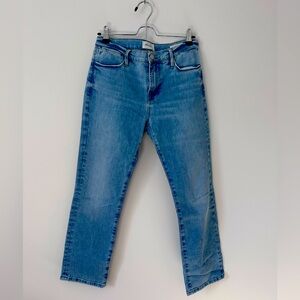 Frame Le High Straight Jeans Organic Cotton  High Rise Straight Leg Denim